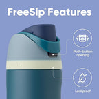Owala FreeSip 24oz Stainless Steel Water Bottle with Straw – Insulated, BPA-Free, Leak-Proof Sports Bottle for Cold Drinks – Denim Blue