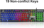 Keyboard and Mouse Gaming LED Wired Combo with Emitting Character Keyboard 4800DPI 2 Side Button USB Mouse Rainbow Backlit Mechanical Feeling Compatible with PC Raspberry Pi Mac Xbox one ps4