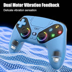 Dinosoo RGB Wireless Controller for PS5/PlayStation 5 PC, Bluetooth Controller with Turbo, Macro, Dynamic Vibration, 6-Axis Motion Control, 3.5mm Audio Jack, 1000mAh Battery, Speaker - Blue