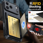 iPhone 17 Pro Max Wallet Case with Card Holder (4–5 Cards), RFID Blocking, Invisible Kickstand, Full Camera & Screen Protection + Privacy Screen Protector, Shockproof Military Drop Protection