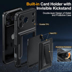 iPhone 17 Pro Max Wallet Case with Card Holder (4–5 Cards), RFID Blocking, Invisible Kickstand, Full Camera & Screen Protection + Privacy Screen Protector, Shockproof Military Drop Protection